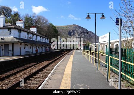 Penmaenmawr railway station  station road west Conwy  North Wales Stock Photo