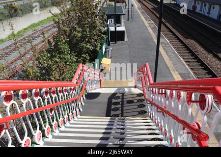 Penmaenmawr railway station  station road west Conwy  North Wales Stock Photo