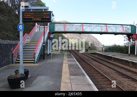 Penmaenmawr railway station  station road west Conwy  North Wales Stock Photo