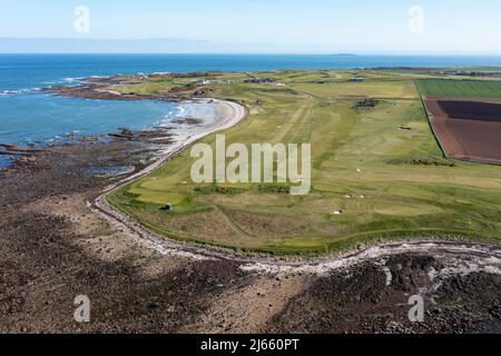 Aerial view of Balcomie Links, Crail Golfing Society, Crail, Scotland Stock Photo