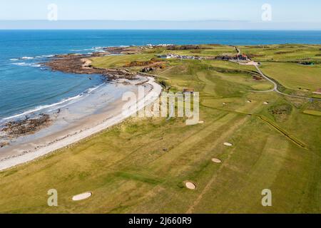 Aerial view of Balcomie Links, Crail Golfing Society, Crail, Scotland Stock Photo