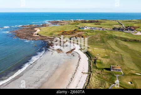 Aerial view of Balcomie Links, Crail Golfing Society, Crail, Scotland Stock Photo