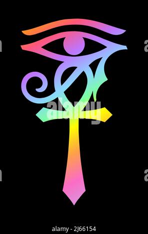 Ankh with eye – Egyptian symbol of life and vision Stock Vector