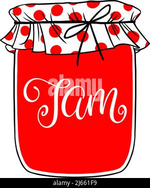 Vector illustration with vintage red jam jar Stock Vector