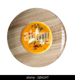Isolated portion of pumpkin cream soup Stock Photo