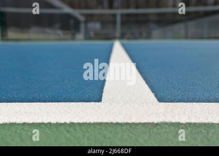 Blue and green tennis, paddle ball, pickleball court sports and recreation concept Stock Photo