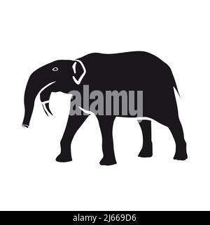 black and white icon, prehistoric animal Stock Vector