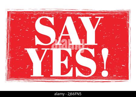 SAY YES!, words written on red grungy stamp sign Stock Photo