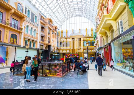 EDMONTON, CANADA - APRIL 16, 2022: Shoppers visit the West Edmonton Mall in Alberta, Canada. At 5.3 million sq ft, it is the second largest shopping m Stock Photo