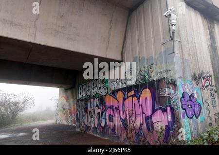 Graffiti on an underpass, Ely Trail, Cardiff Stock Photo