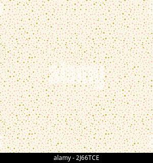 Cute polka dots seamless vector pattern background. Random painted pastel pink, gold, yellow dot shapes backdrop. Dense circle confetti texture Stock Vector