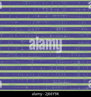 Striped scrim linen weave vector pattern. Seamless backdrop with blended horizontal stripes and random glitch texture. Plaid paint effect in blue and Stock Vector