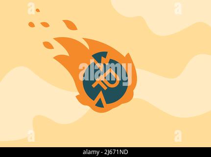Fall of russian ruble concept vector illustration. depreciation of the russian currency amid the invasion of Ukraine. Stock Vector