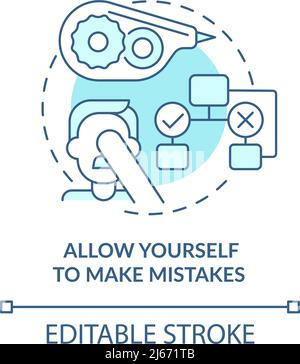 Allow yourself to make mistakes turquoise concept icon Stock Vector