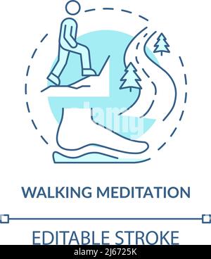 Walking meditation turquoise concept icon Stock Vector