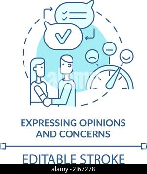 Expressing opinions and concerns turquoise concept icon Stock Vector
