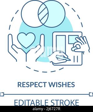 Respect wishes turquoise concept icon Stock Vector