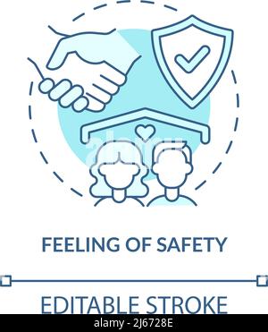 Feeling of safety turquoise concept icon Stock Vector