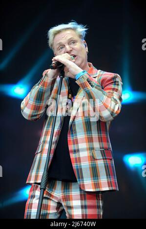 Leeds, UK. 22nd June, 2019. Andy Bell lead singer of Erasure performs live at Lets Rock Leeds 80s Festival. (Photo by Robin Burns/SOPA Images/Sipa USA) Credit: Sipa USA/Alamy Live News Stock Photo