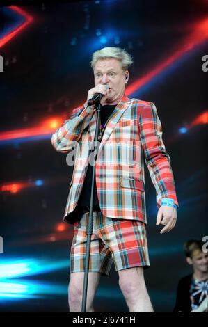 Leeds, UK. 22nd June, 2019. Andy Bell lead singer of Erasure performs live at Lets Rock Leeds 80s Festival. (Photo by Robin Burns/SOPA Images/Sipa USA) Credit: Sipa USA/Alamy Live News Stock Photo