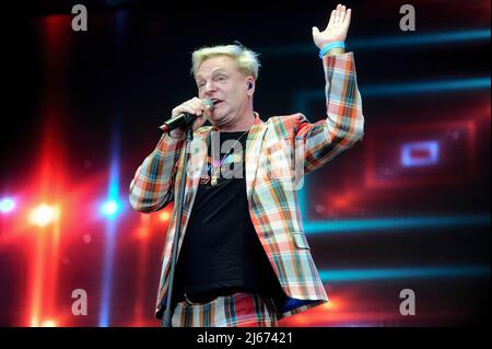 Leeds, UK. 22nd June, 2019. Andy Bell lead singer of Erasure performs live at Lets Rock Leeds 80s Festival. (Photo by Robin Burns/SOPA Images/Sipa USA) Credit: Sipa USA/Alamy Live News Stock Photo