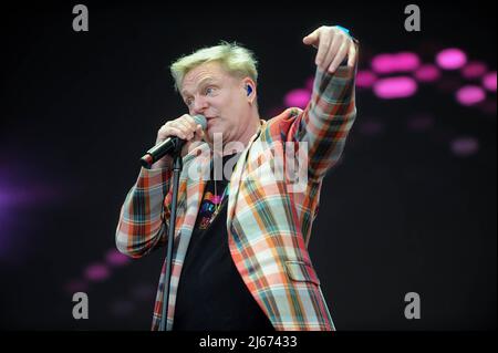 Leeds, UK. 22nd June, 2019. Andy Bell lead singer of Erasure performs live at Lets Rock Leeds 80s Festival. (Photo by Robin Burns/SOPA Images/Sipa USA) Credit: Sipa USA/Alamy Live News Stock Photo