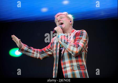 Leeds, UK. 22nd June, 2019. Andy Bell lead singer of Erasure performs live at Lets Rock Leeds 80s Festival. (Photo by Robin Burns/SOPA Images/Sipa USA) Credit: Sipa USA/Alamy Live News Stock Photo