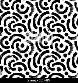 Geometric pattern with half grunge black circles. Stock Vector