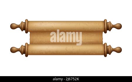 Ancient Paper, Parchment Scroll, realistic vector illustration close-up Stock Vector