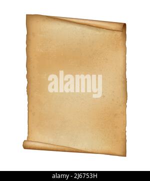 Ancient Paper, Parchment Scroll, realistic vector illustration close-up Stock Vector