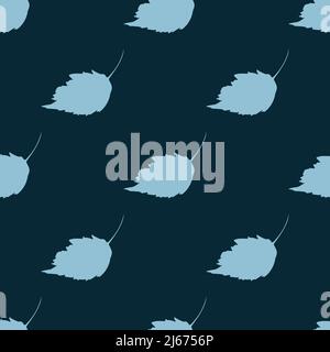 light blue leaves isolated on dark background is in Seamless pattern - vector illustration Stock Vector