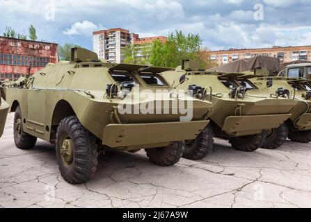 Samara, Russia - May 7, 2013: Russian amphibious armored reconnaissance patrol car BRDM-2 Stock Photo