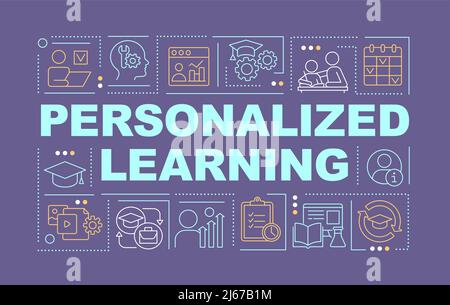 Personalized learning word concepts dark purple banner Stock Vector
