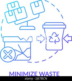Minimize waste blue gradient icon Stock Vector
