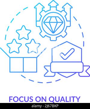 Focus on quality blue gradient icon Stock Vector