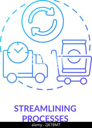 Streamlining processes blue gradient icon Stock Vector
