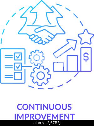 Continuous improvement blue gradient icon Stock Vector