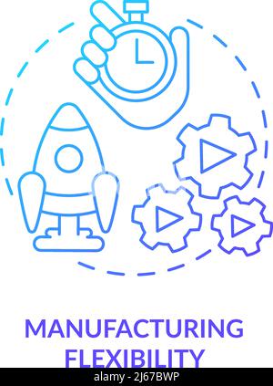 Manufacturing flexibility blue gradient icon Stock Vector
