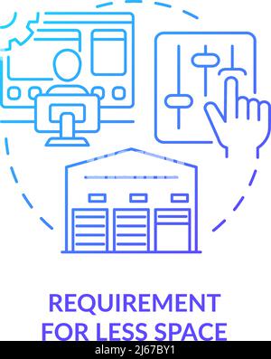 Requirement for less space blue gradient icon Stock Vector