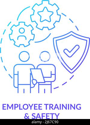 Employee training and safety blue gradient icon Stock Vector