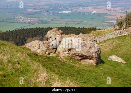 The elephant stone on the summit of Bredon Hill in the Vale of Evesham Worcestershire England Stock Photo