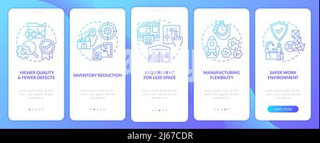 One piece flow advantages blue gradient onboarding mobile app screen Stock Vector