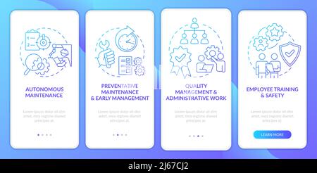 Total productive maintenance blue gradient onboarding mobile app screen Stock Vector