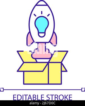 Launching new product RGB color icon Stock Vector