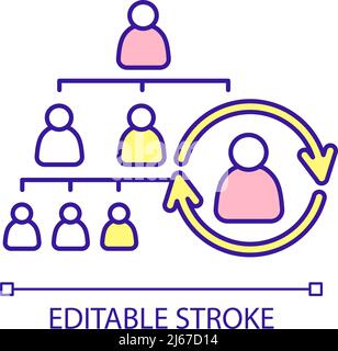 Changing leader position of employees team RGB color icon Stock Vector
