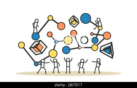 Person scientist people artificial intelligence vector concept illustration. Character target check AI laboratory science. Experiment lab working job. Stock Vector