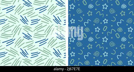 Doodle abstract patterns. Seamless floral elements Stock Vector