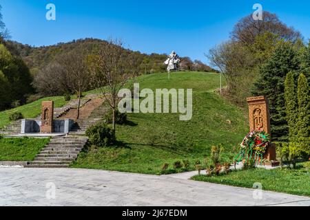 Dilijan, Armenia - April 25, 2022 - The great patriotic war sculpture and its surrounding area in Dilijan, Armenia Stock Photo