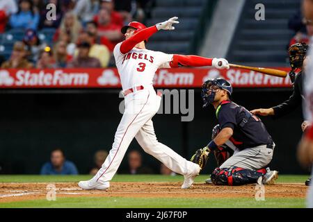 Los Angeles Angels right fielder Taylor Ward (3) hits a grand slam