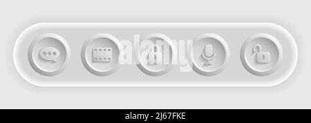 Light Apps Icon Set. UI Buttons. Vector illustration Stock Vector